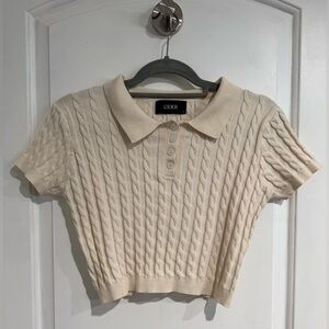 Cider Beige Cable Knit Cropped Shirt